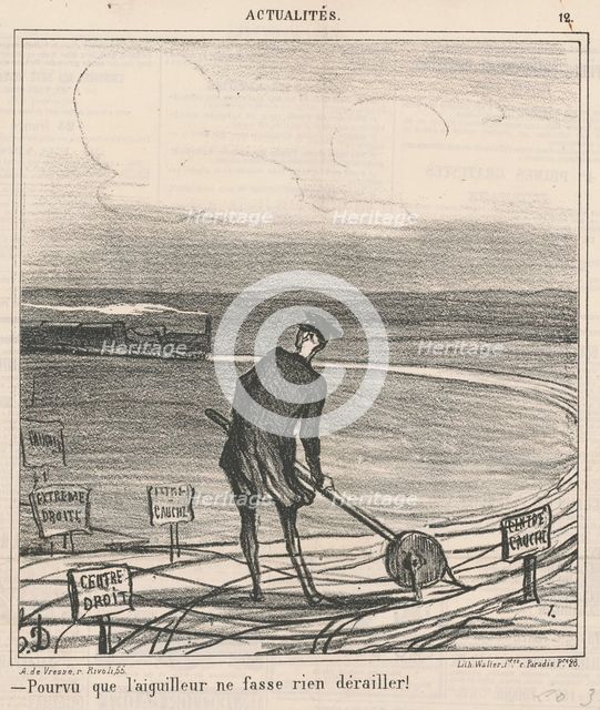 Pourvu que l'aiguilleur ne fasse rien dérailler!, 19th century. Creator: Honore Daumier.