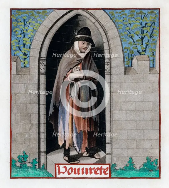 Poverty, c1480, (1843).Artist: Henry Shaw