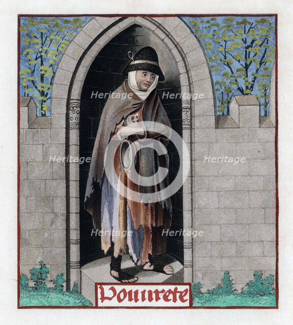 Poverty, c1480, (1843).Artist: Henry Shaw