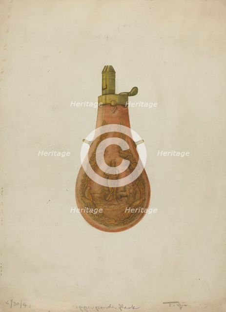 Powder Flask, 1941. Creator: T. Joyce.