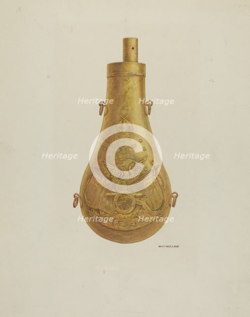 Powder Flask, c. 1940. Creator: Randolph F Miller.