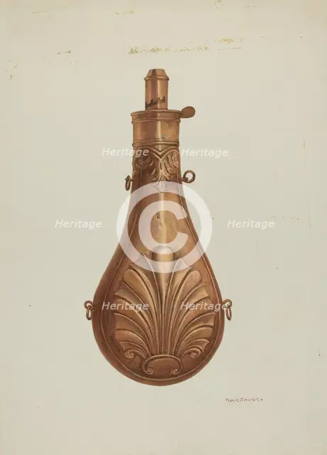Powder Flask, c. 1940. Creator: Robert W.R. Taylor.