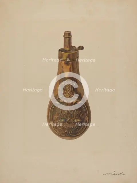 Powder Flask, c. 1936. Creator: Michael Dadante.