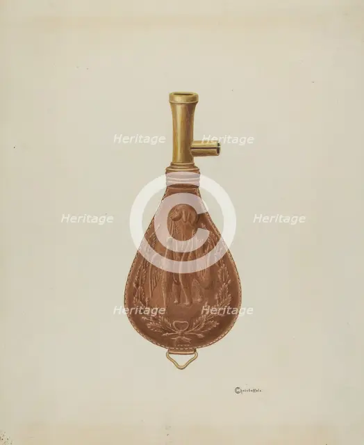 Powder Flask, c. 1937. Creator: Cornelius Christoffels.