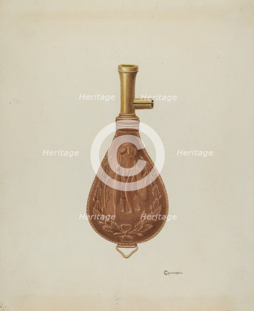 Powder Flask, c. 1937. Creator: Cornelius Christoffels.