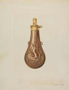 Powder Flask, c. 1938. Creator: Frank C. Barks