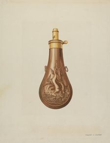 Powder Flask, c. 1938. Creator: Frank C. Barks