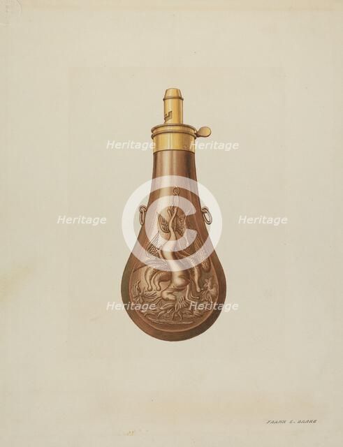 Powder Flask, c. 1938. Creator: Frank C. Barks.