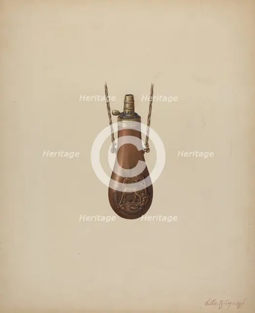 Powder Flask, c. 1938. Creator: Walter G. Capuozzo.