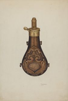 Powder Flask, c. 1939. Creator: Claude Marshall