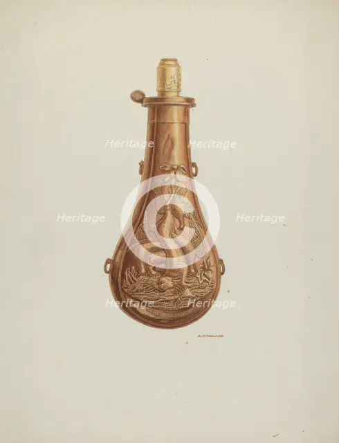 Powder Flask, c. 1939. Creator: Randolph F Miller.