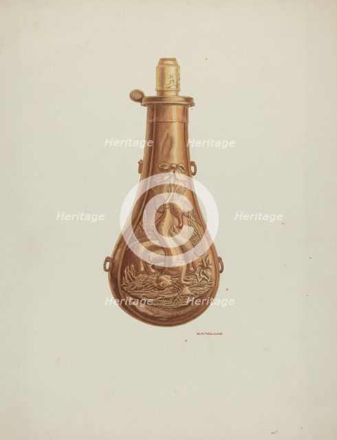 Powder Flask, c. 1939. Creator: Randolph F Miller.