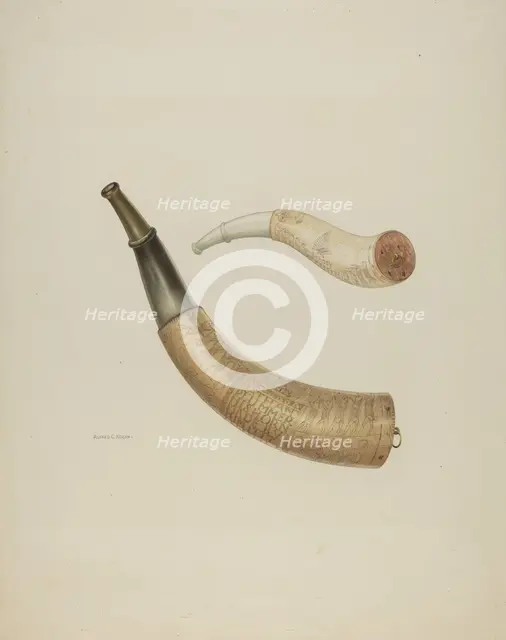 Powder Horn, 1935/1942. Creator: Alfred Koehn.