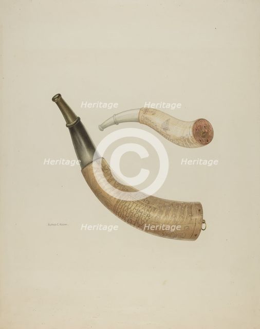 Powder Horn, 1935/1942. Creator: Alfred Koehn.