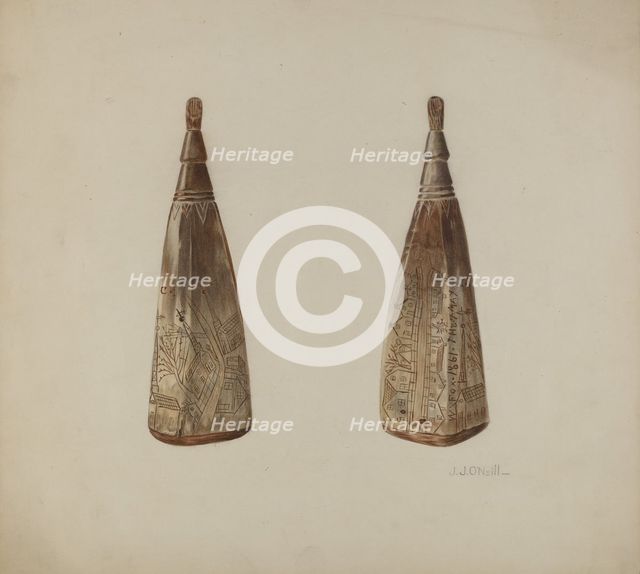 Powder Horn, 1938. Creator: J. J. Neill.