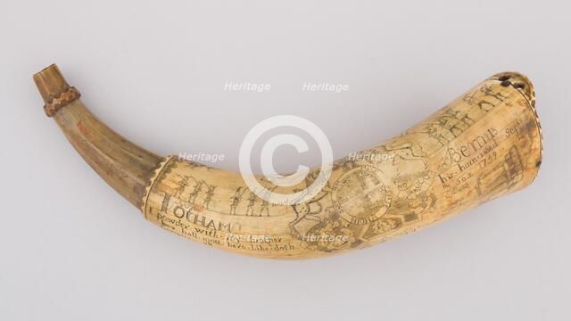 Powder Horn, Colonial American, dated 1759. Creator: Jacob Gay.