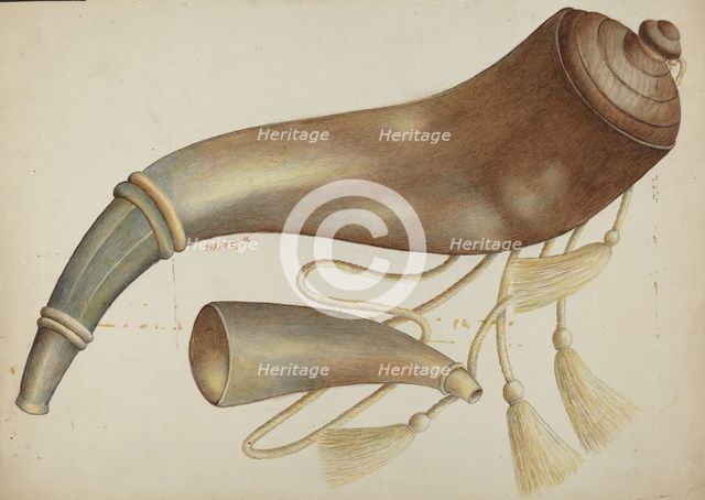Powder Horn, c. 1937. Creator: Margaret Stottlemeyer.