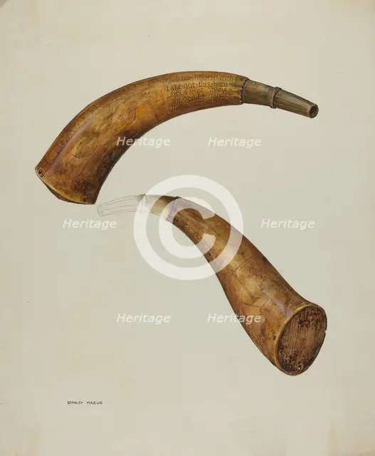Powder Horn, c. 1937. Creator: Stanley Mazur.