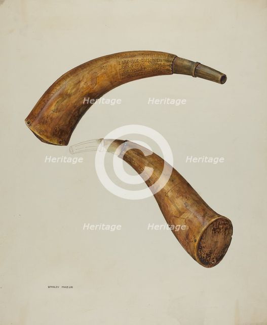 Powder Horn, c. 1937. Creator: Stanley Mazur.