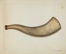 Powder Horn, c. 1938. Creator: Annie B Johnston