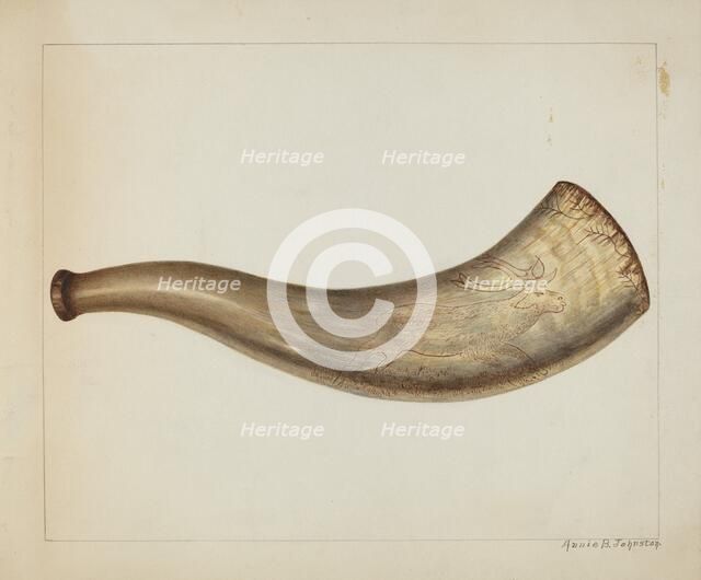 Powder Horn, c. 1938. Creator: Annie B Johnston.