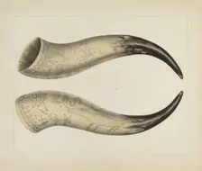 Powder Horn, c. 1938. Creator: Annie B Johnston