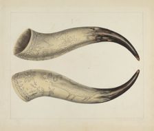 Powder Horn, c. 1938. Creator: Annie B Johnston