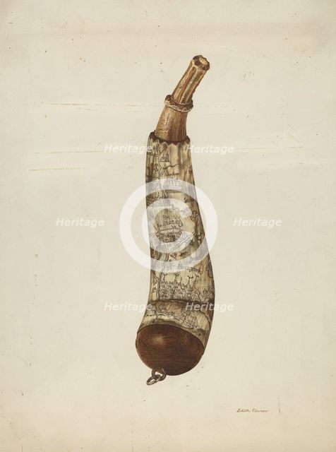 Powder Horn, c. 1940. Creator: Edith Towner.