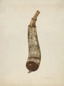 Powder Horn, c. 1940. Creator: Edith Towner