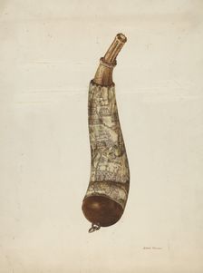 Powder Horn, c. 1940. Creator: Edith Towner