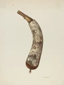 Powder Horn, c. 1940. Creator: Edith Towner