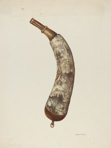 Powder Horn, c. 1940. Creator: Edith Towner