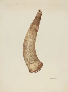 Powder Horn, c. 1940. Creator: Edith Towner