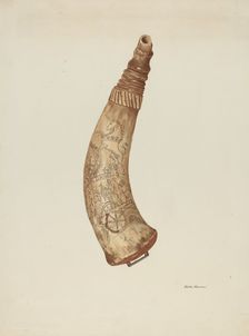 Powder Horn, c. 1940. Creator: Edith Towner