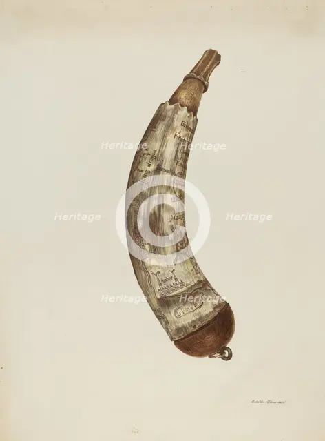 Powder Horn, c. 1940. Creator: Edith Towner.