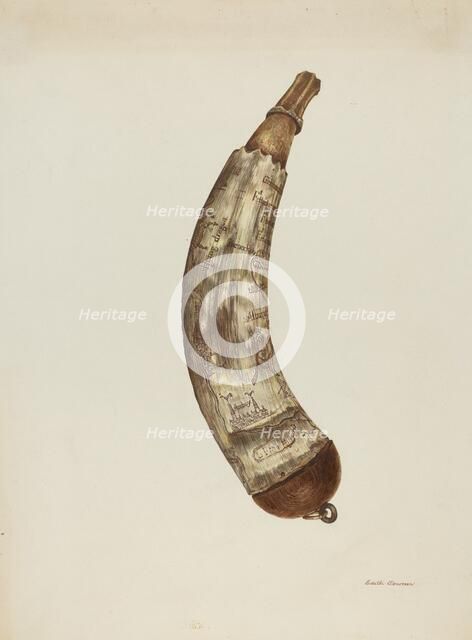 Powder Horn, c. 1940. Creator: Edith Towner.