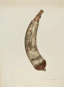 Powder Horn, c. 1940. Creator: Edith Towner