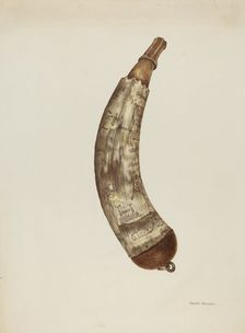 Powder Horn, c. 1940. Creator: Edith Towner