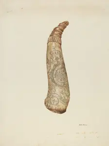 Powder Horn, c. 1940. Creator: Edith Towner