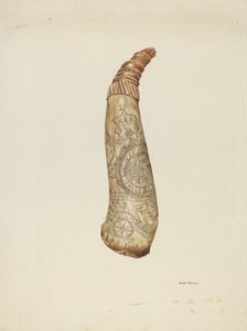 Powder Horn, c. 1940. Creator: Edith Towner