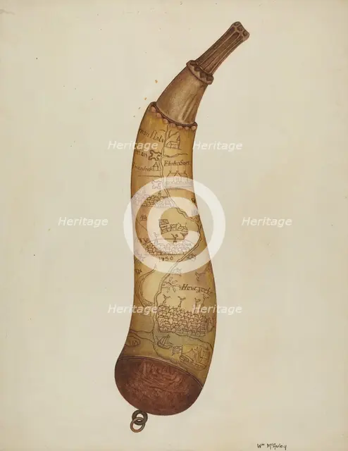 Powder Horn, c. 1940. Creator: William McAuley.