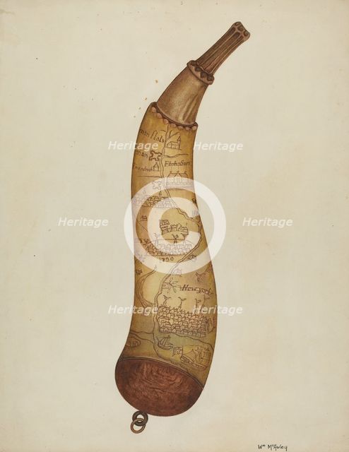 Powder Horn, c. 1940. Creator: William McAuley.