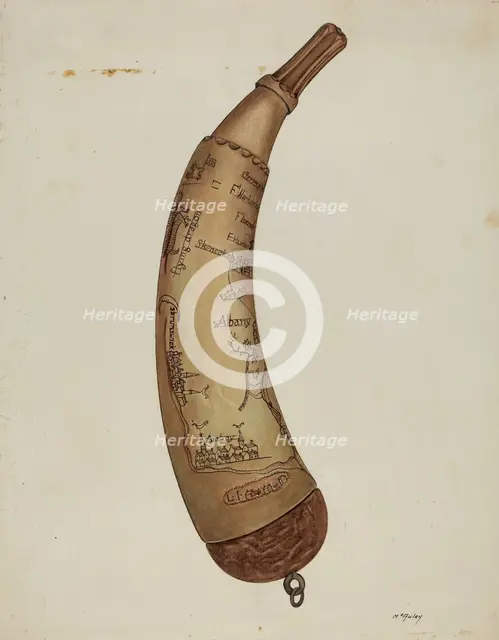 Powder Horn, c. 1940. Creator: William McAuley.