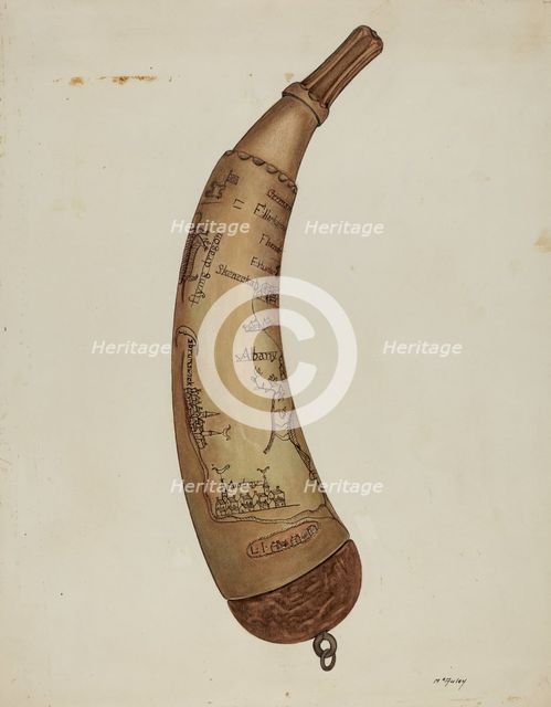 Powder Horn, c. 1940. Creator: William McAuley.