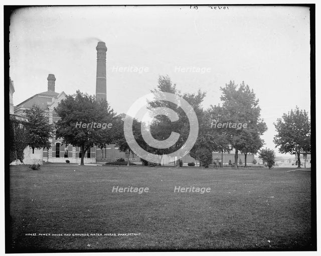 Power house and grounds, Water Works Park, Detroit, between 1890 and 1901. Creator: Unknown.