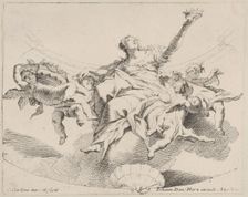 Power, represented by a woman seated on clouds holding a crown and surrounded by putti,..., 1725-75. Creator: Carlo Innocenzo Carloni