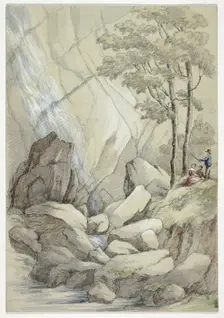 Powerscourt Waterfall, August 1843. Creator: Elizabeth Murray