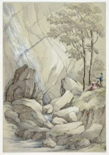 Powerscourt Waterfall, August 1843. Creator: Elizabeth Murray