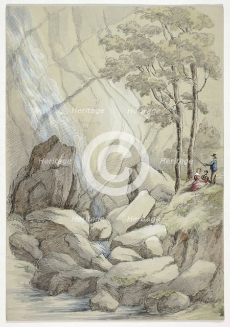 Powerscourt Waterfall, August 1843. Creator: Elizabeth Murray.