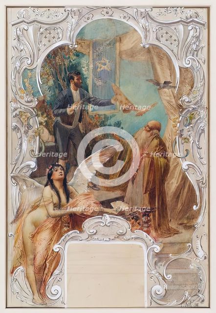 Pocket player (design for a mural in Varieté Ronacher, Vienna), 1888. Creator: Eduard Veith.
